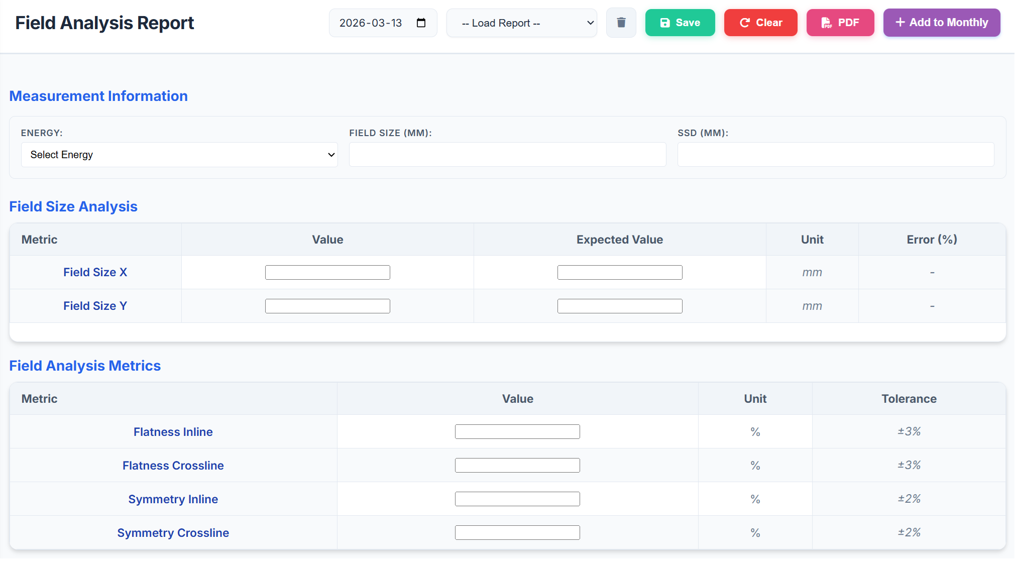 Field Analysis Dashboard Main